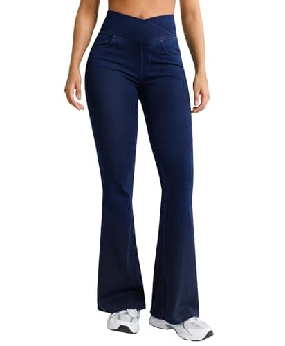BRXL Women's 29" Bell Bottom Jeans Flare Jeggings with 4 Pockets Crossover Pants Bootcut Tummy Control Stretchy High Waisted Peacock Blue 3XL - Image 1