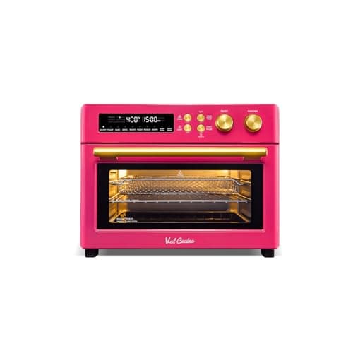 VAL CUCINA Limited Edition Happy Pink Infrared Heating Air Fryer Toaster Oven, Extra Large Countertop Convection Oven 10-in-1 Combo, 6-Slice Toast, Enamel Baking Pan Easy Clean with Recipe Book - Image 1