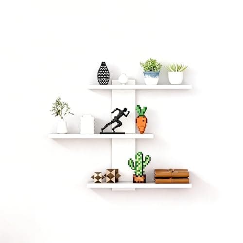 FRAWENLECO No Drilling 3 Tier Wall Shelf Unit, Versatile Lack Wall Shelf, Wall Hanging Storage Shelves for Kitchen Living Room Bedroom Dorm, Decorative Vertical Shelving Unit, White - Image 1