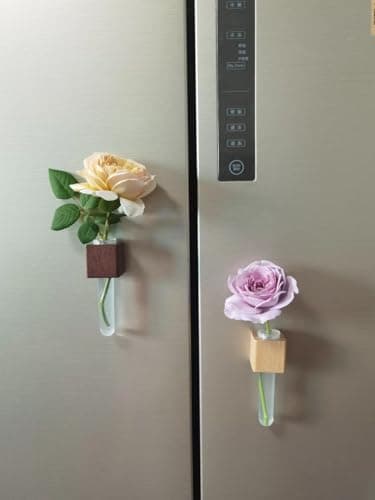 Mini Vase Magnets for Fridge,1PCS 3D Magnetic Wooden Wall Vase Holders with Test Tube, for Kitchen, Refrigerator, Bedroom, Storage, Office Decorations-Y - Thumbnail 6