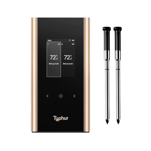 Typhur Sync Gold Wireless WiFi Meat Thermometer, 2 Slim Probes, 6 Sensors, 10x Stronger Signal, ±0.5℉ Accuracy, Smart Base Direct Setup, Reliable Reading Through Kamado Grill BBQ Oven Smoker Air Fryer - Image 1