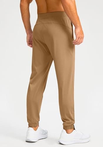 Soothfeel Men's Joggers with Zipper Pockets Golf Joggers Lightweight Sweatpants Athletic Workout Pants for Men Track 30" (Dark Khaki, S) - Thumbnail 2