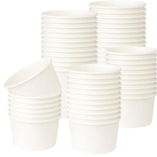 SOPARO 12 Oz Ice Cream Paper Cups Batch Disposable Solid Color Paper Dessert Bowls for Snacks, Sundaes, Party Giveaways, Ice Cream Bar Supplies Factory (200, White, 12OZ) - Image 1