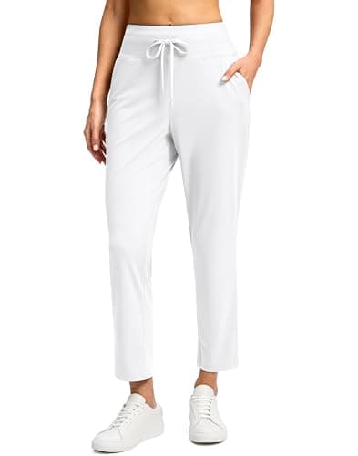 G Gradual Women's Pants High Waisted Golf Pants 2 Deep Pockets 7/8 Workout Pants for Athletic Travel Casual Summer Lounge Work, White, 3X-Large - Image 1