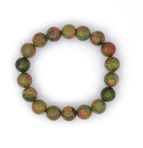 FUDIDU Unakite Bracelet for Men & Women Approximately 7-1/2 inch Adjustable, Green and Peach 1/2 Inch Beaded Bracelet Natural Stone for Grounding, Harmony & Emotional Healing Gifts for Love Yoga 12MM - Image 1
