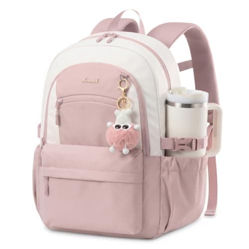 LOVEVOOK School Backpack for Teen Girls & Women, 35L Large Laptop Backpack with 40oz Water Bottle Pocket, Waterproof Cute College Bookbag, Student Backpack for Middle High School Travel Work Pink