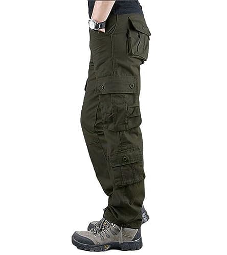 BAYAMO Mens Cargo Pants Outdoor Hiking Casual Pant Military Fatigue Ripstop Pant with 8 Pockets (Army Green,38) - Thumbnail 4