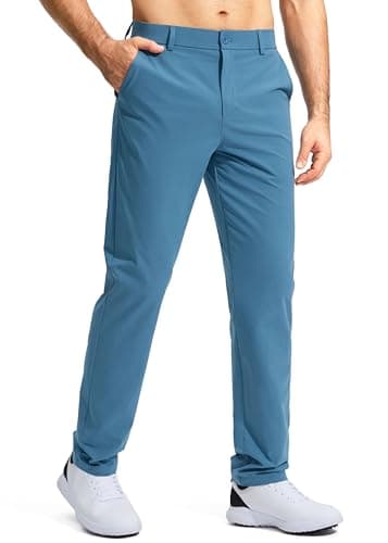 Pudolla Men's Golf Pants Stretch Classic Fit Work Dress Pants 34 Lightweight Quick Dry Casual Slacks Trousers with Pockets(Stone Slab Blue 34Wx34L) - Image 1