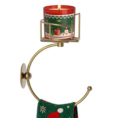 Hand Towel Holder for Bathroom with Vintage Wall Mounted Candle Holder, Rustproof Anti-Corrosion Alloy Unique Gold Towel Hook, Sturdy Coat Hanger for Vintage Kitchen Bathroom Decor and Accessories - Image 1