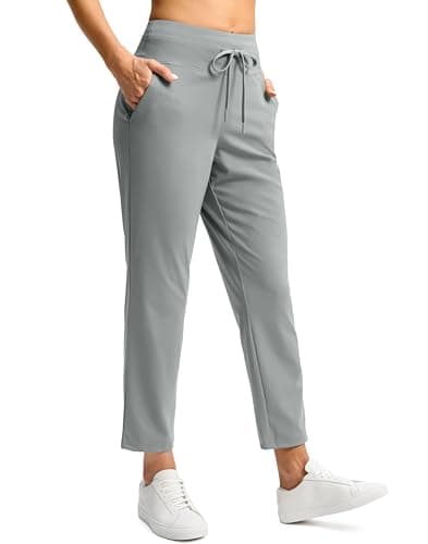 G Gradual Pants for Women High Waisted Golf Pants 2 Deep Pockets 7/8 Ankle Sweatpants for Athletic Travel Casual Lounge Work, Bright Grey, Small - Image 1