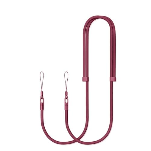 Thickened Crossbody Strap (Without Case) Compatible with Iphone 17/Air/Pro/Max Phone Cases and Other Device with Dual Lanyard Holes, Adjustable Hands-free Shoulder Neck Camera Phone Strap (Dark Red) - Image 1