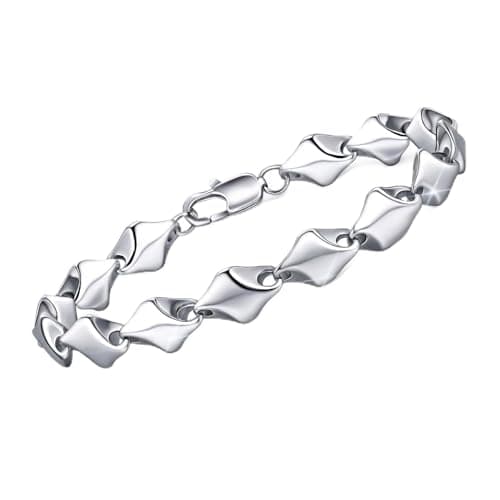 VNOX Stainless Steel Bracelet for Men - Special Irregular Geometric Rhombus Link Chain Bracelet for Men, Mens Silver Bracelets Metal Wrist Jewelry Trendy Gifts for Boyfriend Teen,9 Inch - Image 1