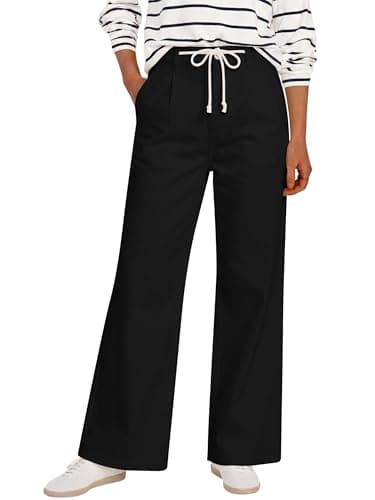 ANRABESS Womens Wide Leg Jeans High Waisted Trendy Drawstring Denim Pants Casual Relaxed Fit Trouser with Pockets Black Large