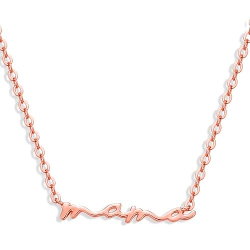 Simple Trendy 18K Rose Gold Plated Mom Chain Necklaces - Small Cute Pendant Necklace Mother's Day Gifts for New Mom - Image 1
