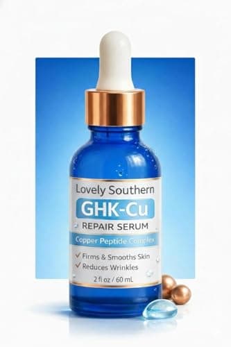 Lovely Southern GHK-Cu Peptide Serum 1.5% Copper Peptides Facial Serum for Fine Lines, Skin Elasticity and Anti-Aging, Made in USA, 2 Fl Oz