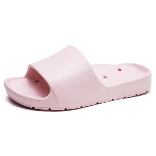 GETOEU Arch Support Shower Shoes for Women and Men Quick Drying with Drain Holes Slide Sandals Soft Cushioned Anti-Slip Pool Slides Comfort Bathroom Shower Slides,Pink - Thumbnail 6