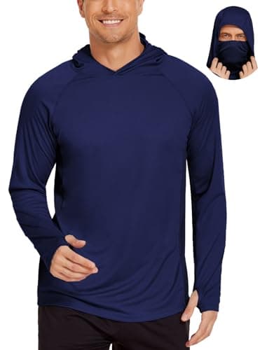 Mens Sun Shirts with Mask SPF Fishing Hoodies for Men Long Sleeve Camo Outdoor Hiking Athletic Shirts with Hood UV Clothing - Image 1