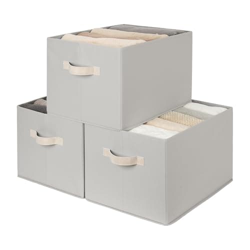 StorageWorks Storage Baskets for Shelves, Fabric Storage Bins, Closet Organization and Storage Baskets, Organizer Bins for Clothes, Light Gray, Extra Large, 3-Pack