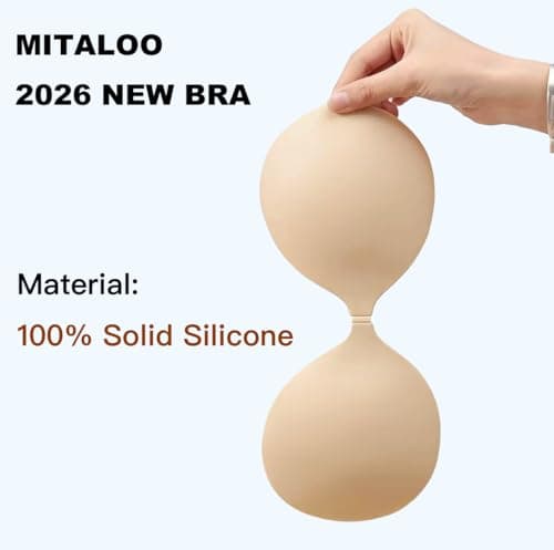 MITALOO Sticky Bra Slicone Adhesive Bra Seamless Push Up Invisible Strapless Backless Covers for Women Beige - Thumbnail 3