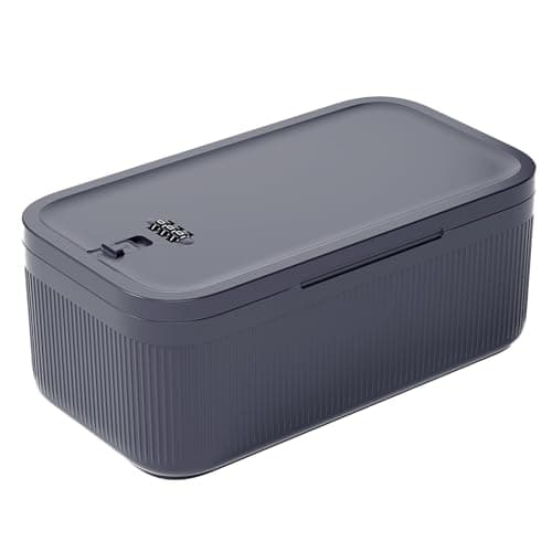 Small Lock Box for Medication Safe, Lockbox for Phone Jail, Medicine Lockable Storage Box with Code for Pills/First Aid Kits, Locked Food/Snack Box Container for Home/Fridge/Office (Grey) - Image 1