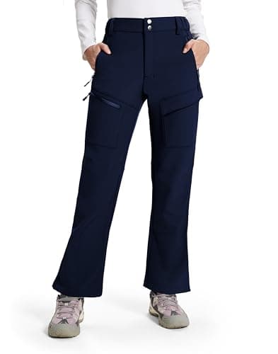 INYOTRAK Womens-Snow-Ski-Pants-Fleece-Lined-Water-Resistant Insulated Thermal Flare Warm for Snowboard Winter Hiking navy L - Thumbnail 2