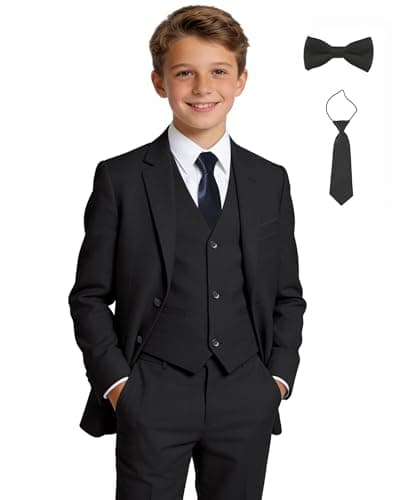 Kids Wedding Ring Bearer Suit Size 10 Boys Birthday Party Formal Tuxedo Set Graduation Prom Outfit Boys' Suits & Sport Coats Black - Image 1