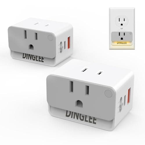 Outlet Extender 2 Pack, 2 AC Multi Plug Wall Outlet with 2 USB Ports (1 PD 20W USB C Charger), Outlet Splitter 3 Way Angled Wall Plug Adapter with Night Light, for Kitchen Bathroom Travel Cruise Ship - Image 1