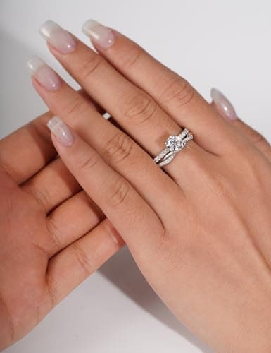 IMOLOVE Moissanite Wedding Band for Women, Twisted Rope D Color VVS1 Moissanite, Full Eternity Rings, Stackable Promise Ring for Engagement, Anniversary, Proposal Size 4 - Thumbnail 4