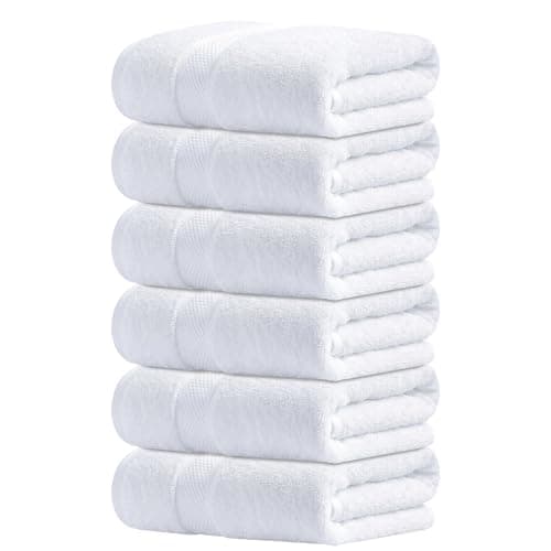 Infinitee Xclusives White Hand Towels for Bathroom - Set of 6 (16x28 inches) 600 GSM, 100% Cotton Ultra Soft, Quick Drying, Hotel Quality Hand Towel Set (Brilliant White, Hand Towels) - Image 1