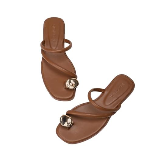 Stratuxx Kaze Women's Toe Ring Thong Sandals Open Toe Slide Flat Sandals Casual Summer Flip Flop Flat Sandals - Image 1