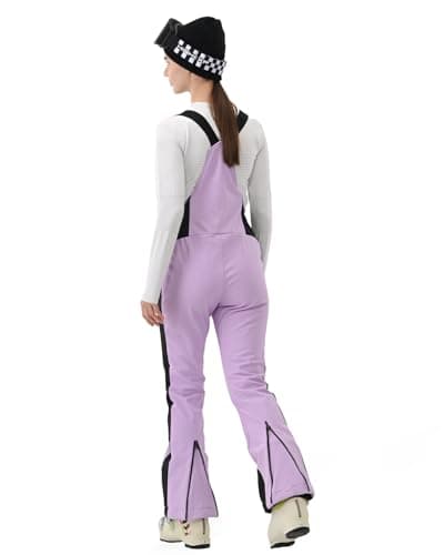 HIGH EXPERIENCE Womens Ski Pants Slim Fit Soft Shell Snow Fleece Lined Snowboard Fitted Insulated Waterproof Windproof Warm (Light Purple, Large) - Thumbnail 3