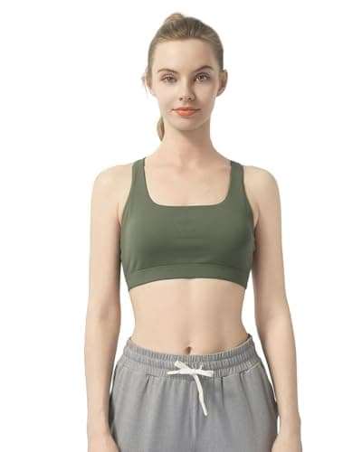 Leapstride Womens Sports Bra Padded Crisscross Back Medium Support Sports Bras with Removable Cups for Workout Yoga - Image 1