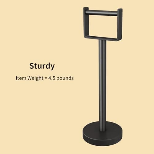 YUMORE Heavy Duty Toilet Paper Holder Stand, Extra-Weighted Base No Tipping, Stainless Steel Toilet Paper Stand, Free Standing Floor Tissue Roll Holder for Bathroom, Matte Black 200UP - Thumbnail 3