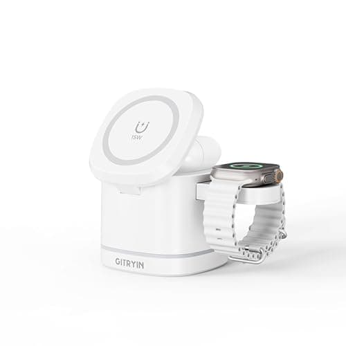 Gitryin Magnetic Wireless Charger Stand for Apple Devices, 3 in 1 Travel Charging Station, 15W Foldable Charging Dock for iPhone 17/16/15/14/13/12, Apple Watch Ultra, AirPods 4 3 Pro - Image 1