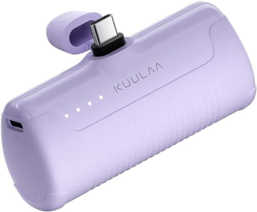 Kuulaa Portable Charger USB C Power Bank 4500mAh Small Portable Phone Charger Android Compact Plug in Battery Pack Portable Compatible with iPhone 15, Samsung Galaxy, Moto, LG, Pixel, Purple - Image 1