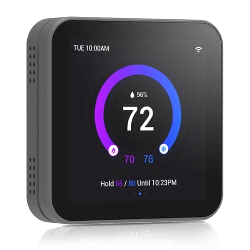 vine Programmable Thermostat for House with 4.0" Touch Screen, WiFi Smart Home Thermostat for AC and Heating, App/Voice Control, Valentine's Day Decorations, C-Wire Required, Grey - Image 1