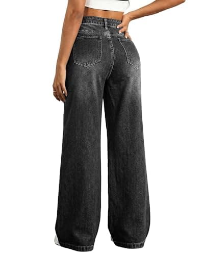 Flvsun Tall Jeans for Women 30"/32" Inseam Extral Long Denim Pants Straight Leg Jeans High Rise Classic Fit for Tall Ladies Black XL - Image 1