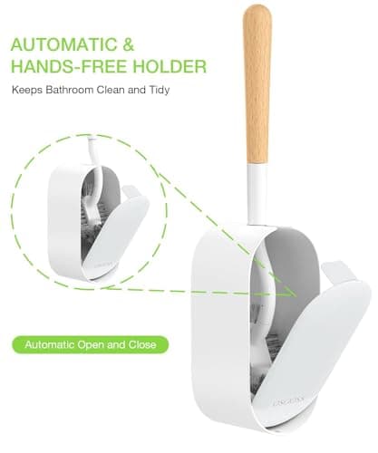 OSCIOSS Bamboo Toilet Brush Set, 2 Pack with Ergonomic Design, Compact Size, Durable Bristles, Wooden Holder for Bathroom Cleaning - Thumbnail 3
