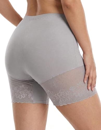 QiuDumo Womens Under Skirt Shorts Lightweight Pettipants Peek Proof Hidden Layer Quick Dry Slipshorts Full Figure Grey - Thumbnail 2