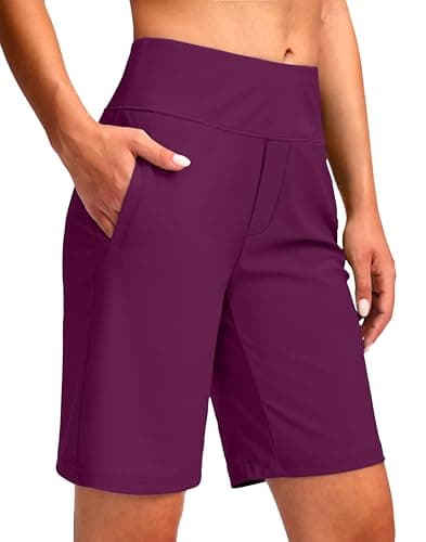 Viodia Women's 9" Long Swim Shorts Modest Swimsuits Bathing Suit Knee Length Bermuda Board Shorts for Women with Pocket Dark Rose - Image 1