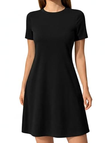Ctsazhy Women’s Casual Dress, Crew Neck Short Sleeve Dress with Relaxed Fit (US, Alpha, X-Large, Regular, Regular, Black) - Image 1