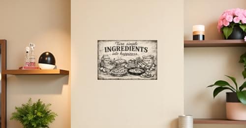 Turn Simple Ingredients Into Happiness Vintage Tin Sign Rustic Kitchen Wall Decor Metal Plaque Farmhouse Baking Food Illustration Art Cafe Pantry Dining Room 8x12 Inch Pre Drilled Holes - Thumbnail 3