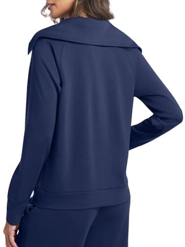 Casly Lamiit Two Piece Sweat Sets for Women Lounge Outfits Matching Travel Sweatsuit Winter Casual Zip Up Track Jacket Athletic Clothing Navy Blue XL - Thumbnail 2