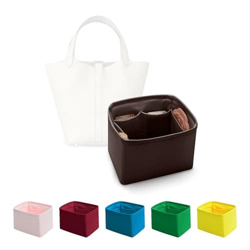 Purse Organizer Insert for Luxury Bag, Lightweight & Soft Satin Fabric with Pockets, Ideal for Travel, Shopping, and Daily Use, Multicolor Options, Fits Picotin 22(Chocolat, PC22) - Image 1