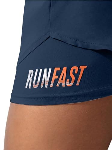 YOAKUKA Women's 2 in 1 Workout Shorts Gym Workout Yoga Running Biker Tennis Skirts Clothes Summer Navy Blue - Thumbnail 6