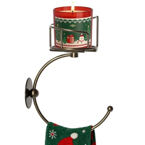 Hand Towel Holder for Bathroom with Vintage Wall Mounted Candle Holder, Rustproof Anti-Corrosion Alloy Unique Bronze Towel Hook, Sturdy Coat Hanger for Vintage Kitchen Bathroom Decor and Accessories - Image 1