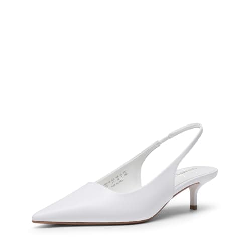 DREAM PAIRS Women's Kitten Heels Slingback Low Closed Toe Comfortable Pumps Pointed Toe Wedding Party Elegant Dress Shoes,Size 7.5,White,SDPU25093W - Image 1