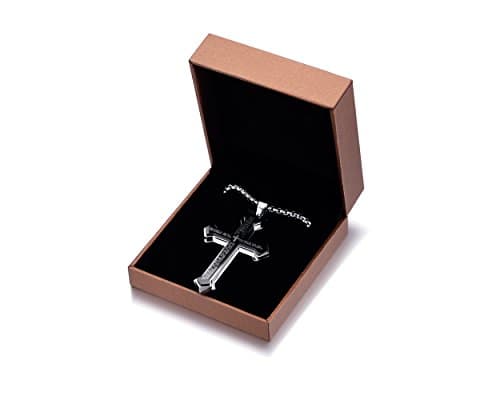 Rehoboth Men's Stainless Steel Nail Cross Pendant Necklace for Men Lord's Prayer Pendant Big Pendant and Strong Chain 24 Inch - Thumbnail 6