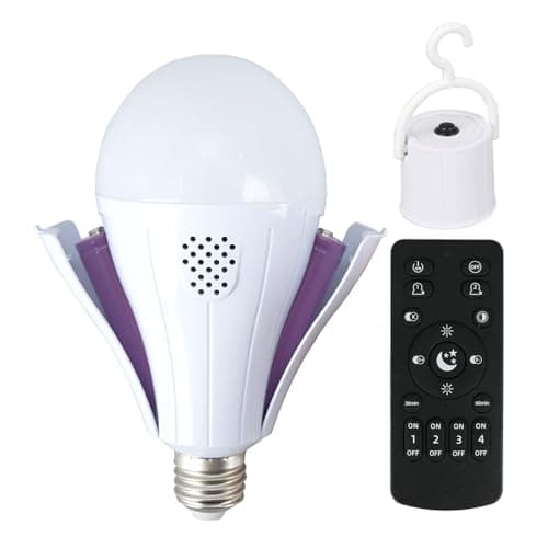 Erkangsm Rechargeable Emergency Smart Light-Bulbs with Remote,Removable Battery Light Bulb,3 Color and Dimmable 1200mAh 12W LED Light Bulbs for Home, Camping, Tent (E27, with Hook) - Image 1