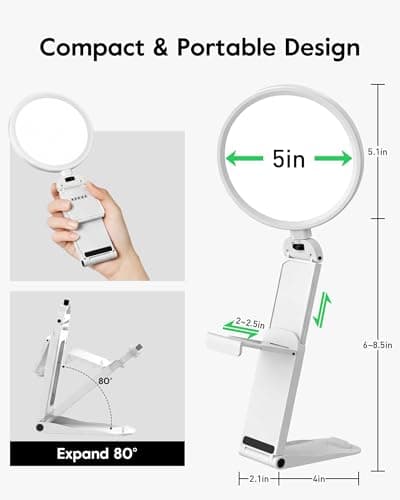 Ring Light for Laptop, 5" Eye-Caring Lighting with 50 Modes, CRI>97.8, 3000K-6500K Zoom Lighting for Conference, Meetings, Video Call, Recording, Streaming - Thumbnail 6